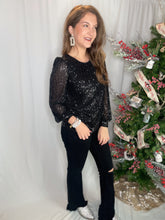 Load image into Gallery viewer, Mia Sequins Black Blouse