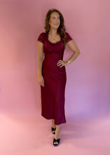 Load image into Gallery viewer, Leah Satin Lace Midi Dress