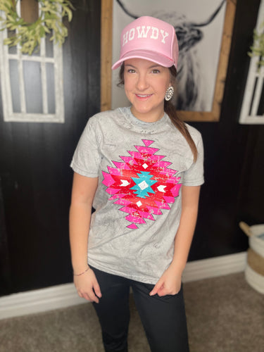 Poppin Pink Aztec Tee