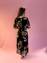 Load image into Gallery viewer, Ruthie Black Floral Midi Dress