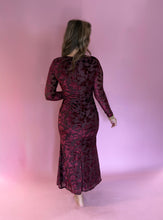 Load image into Gallery viewer, Amelia Burgundy Velvet Floral Dress
