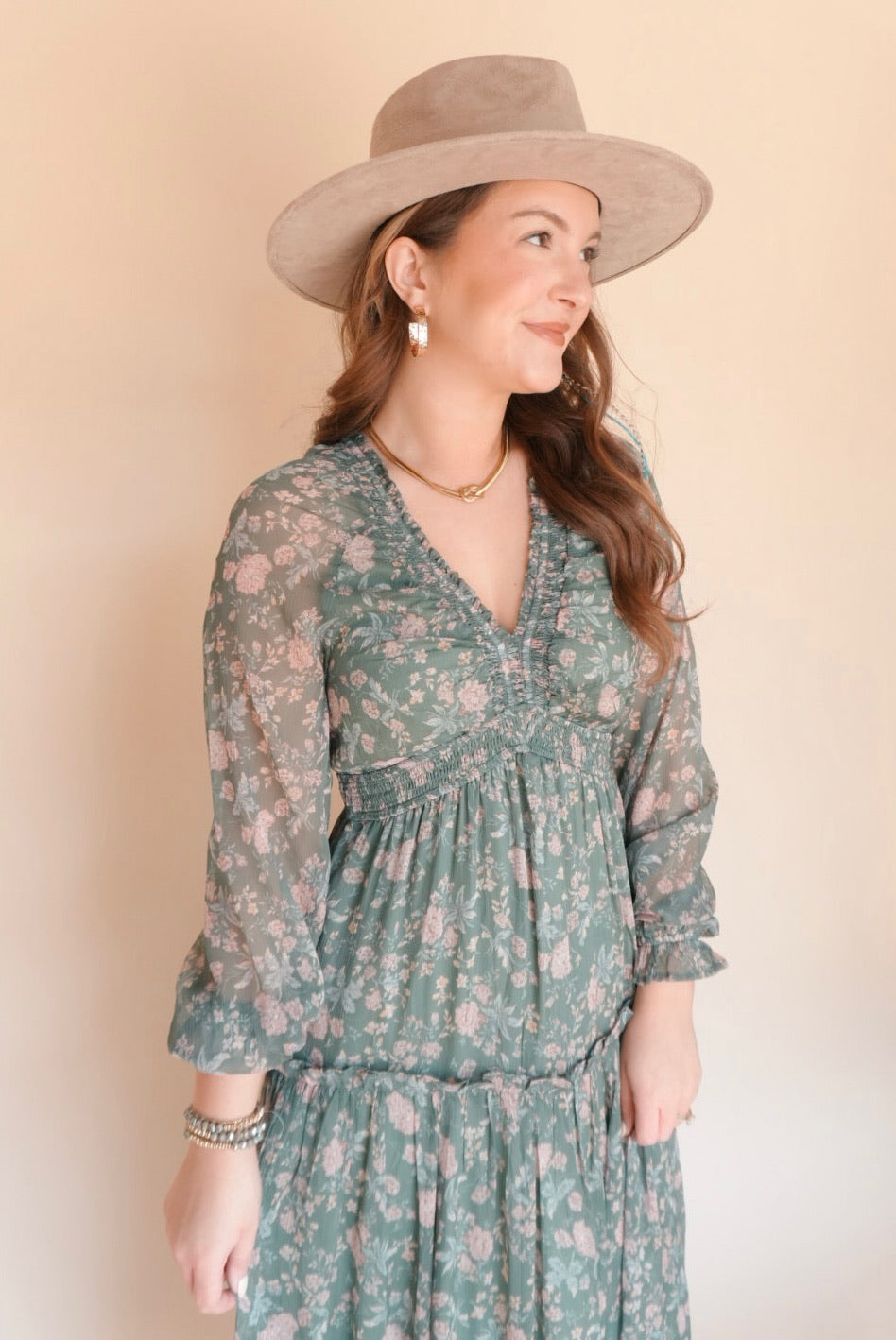 Harmony Sage Floral Maxi Dress Large Harmony Sage Floral Maxi Dress Large