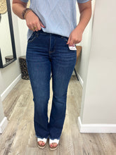 Load image into Gallery viewer, Mid Rise Raw Hem Flare Jeans
