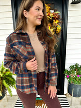 Load image into Gallery viewer, Leslie Brown/Navy Plaid Top