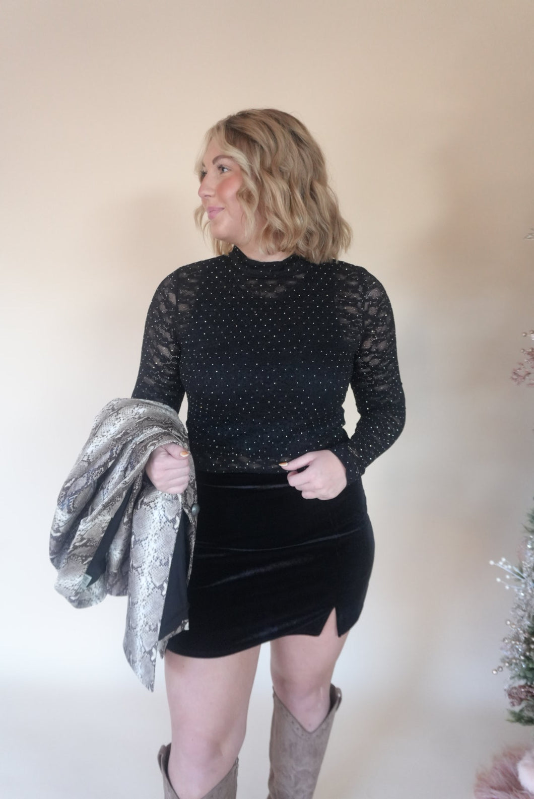 Brooklyn Studded Lace Long Sleeve