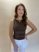 Load image into Gallery viewer, Aria Brown Boat Neck Tank Top