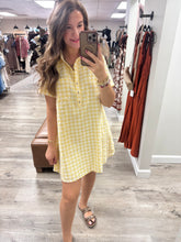 Load image into Gallery viewer, Gracelyn Lemon Gingham Dress