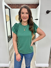 Load image into Gallery viewer, Emi Green Ruffle Top