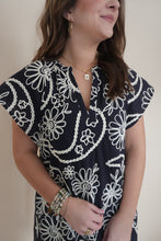 Load image into Gallery viewer, Harper Navy Floral Embroidered Dress