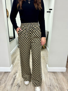 Mariah Mocha Checkered Pants