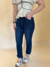 Load image into Gallery viewer, Dark Wash High Rise Crop Straight Denim