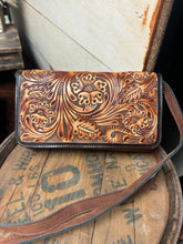 Load image into Gallery viewer, Tooled Front Wristlet Crossbody