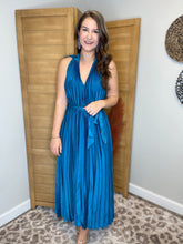 Load image into Gallery viewer, Teagan Blue Pleated Dress