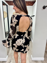 Load image into Gallery viewer, Amelia Black Gold Floral Dress