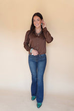 Load image into Gallery viewer, Brooke Brown Satin Button Up