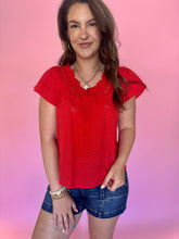 Load image into Gallery viewer, Mariah Red Eyelet Top