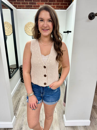Elise Taupe Button Vest