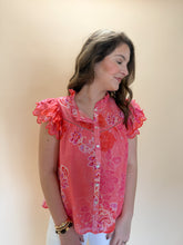 Load image into Gallery viewer, Lily Blush Ruffled V-Neck Print Top