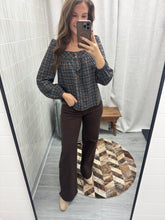 Load image into Gallery viewer, Hadley Plaid Button Top