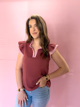 Load image into Gallery viewer, Nola Frill Neck Ruffle Sleeve Top