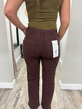 Load image into Gallery viewer, Choco Brown High Rise Ankle Flare Jeans