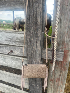 Tooled Fringe Crossbody/Wristlet