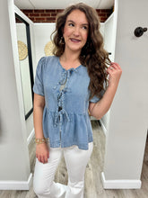 Load image into Gallery viewer, Kait Denim Tie Top