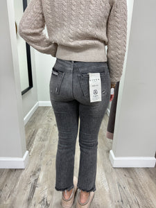 Grey High Rise Straight Denim