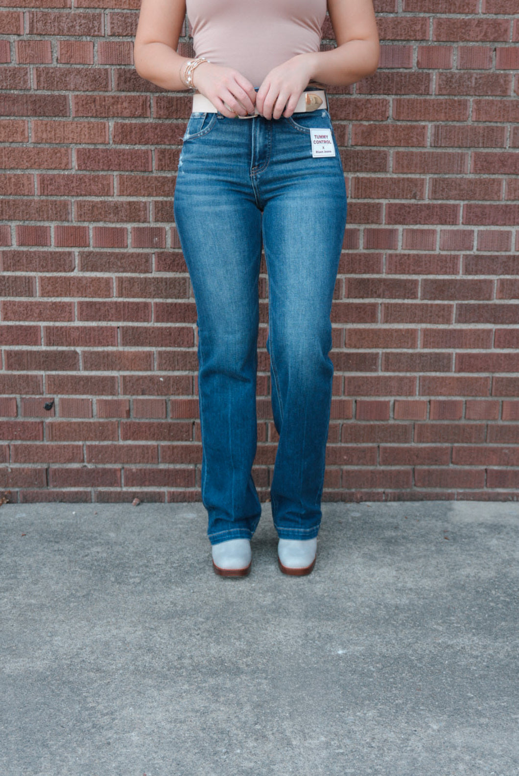 High Rise Tummy Control Straight Denim