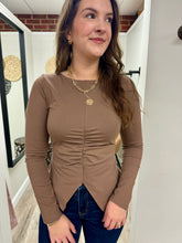 Load image into Gallery viewer, Emily Mocha Pleated Top