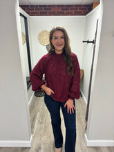 Load image into Gallery viewer, Sophia Burgundy Textured Top
