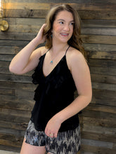 Load image into Gallery viewer, Cascading Ruffle Lattice Tie Top