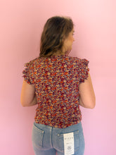 Load image into Gallery viewer, Lily Burgundy Floral Top
