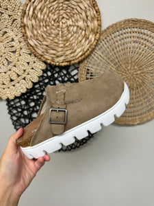 Cali Taupe Platform Mule