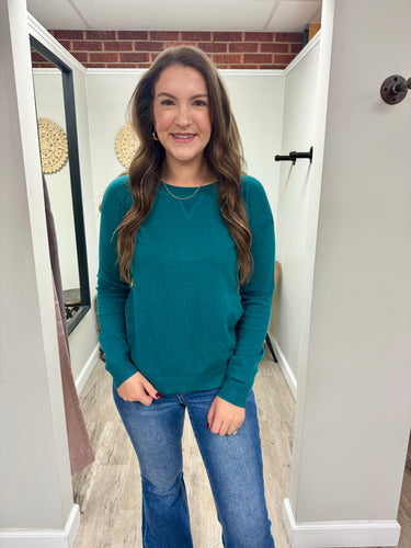 Jaydn Teal Super Soft CrewneckTop