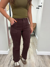 Load image into Gallery viewer, Choco Brown High Rise Ankle Flare Jeans