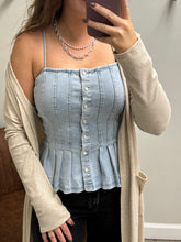 Load image into Gallery viewer, Lucy Pleated Peplum Denim Top