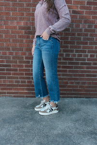 Mid Rise Crop Straight Denim
