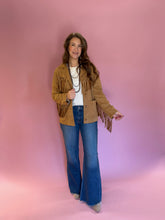 Load image into Gallery viewer, Piper Camel Suede Fringe Jacket