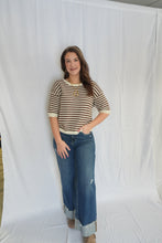 Load image into Gallery viewer, Nola Button Up Brown Striped Top
