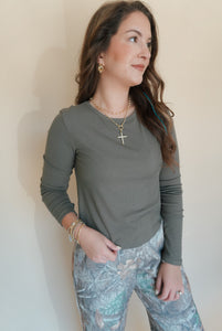 Elena Curve Hem Ribbed Top