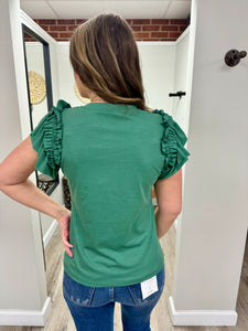 Emi Green Ruffle Top
