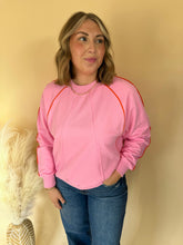 Load image into Gallery viewer, Mila Pink Piping Detail Crewneck