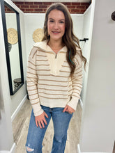 Load image into Gallery viewer, Nicole Stripe Half Zip Sweater
