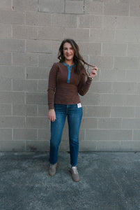 Amy Striped Two Tone Top