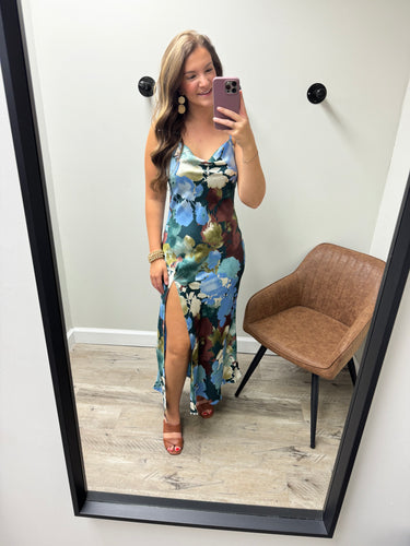 Kaylee Botanica Satin Maxi Slip Dress