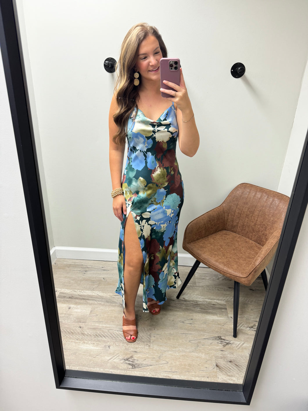 Kaylee Botanica Satin Maxi Slip Dress