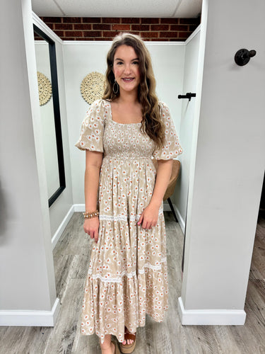 Lucy Natural Floral Dress