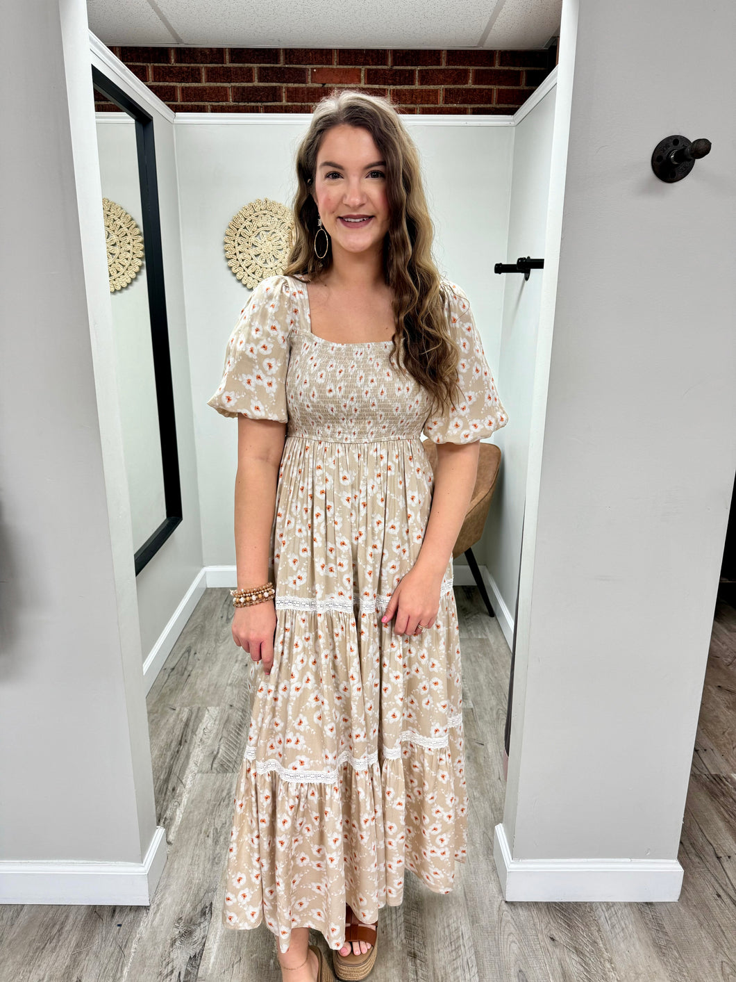Lucy Natural Floral Dress