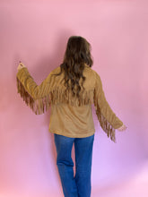 Load image into Gallery viewer, Piper Camel Suede Fringe Jacket